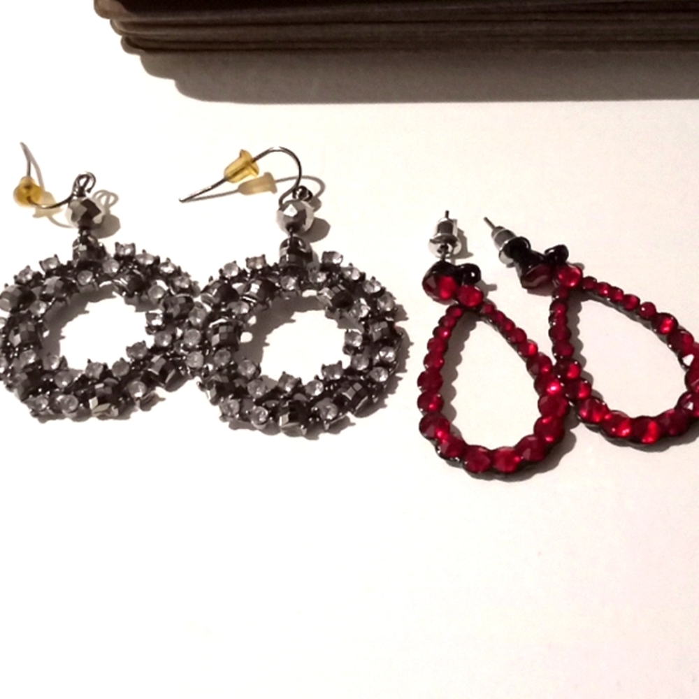 Two Circle and Oval Rhinestone earrings